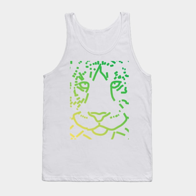 Green Tiger Face Tank Top by ellenhenryart